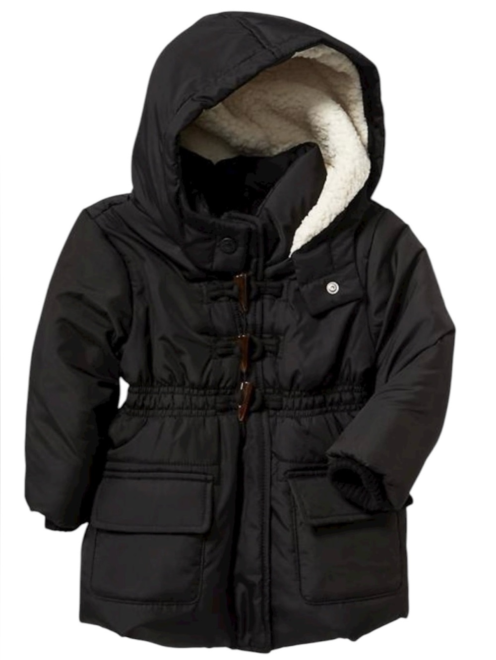 Old Navy 3T Frost-Free Black Toggle Coat Warm Puffer Jacket Fleece Sherpa Lining